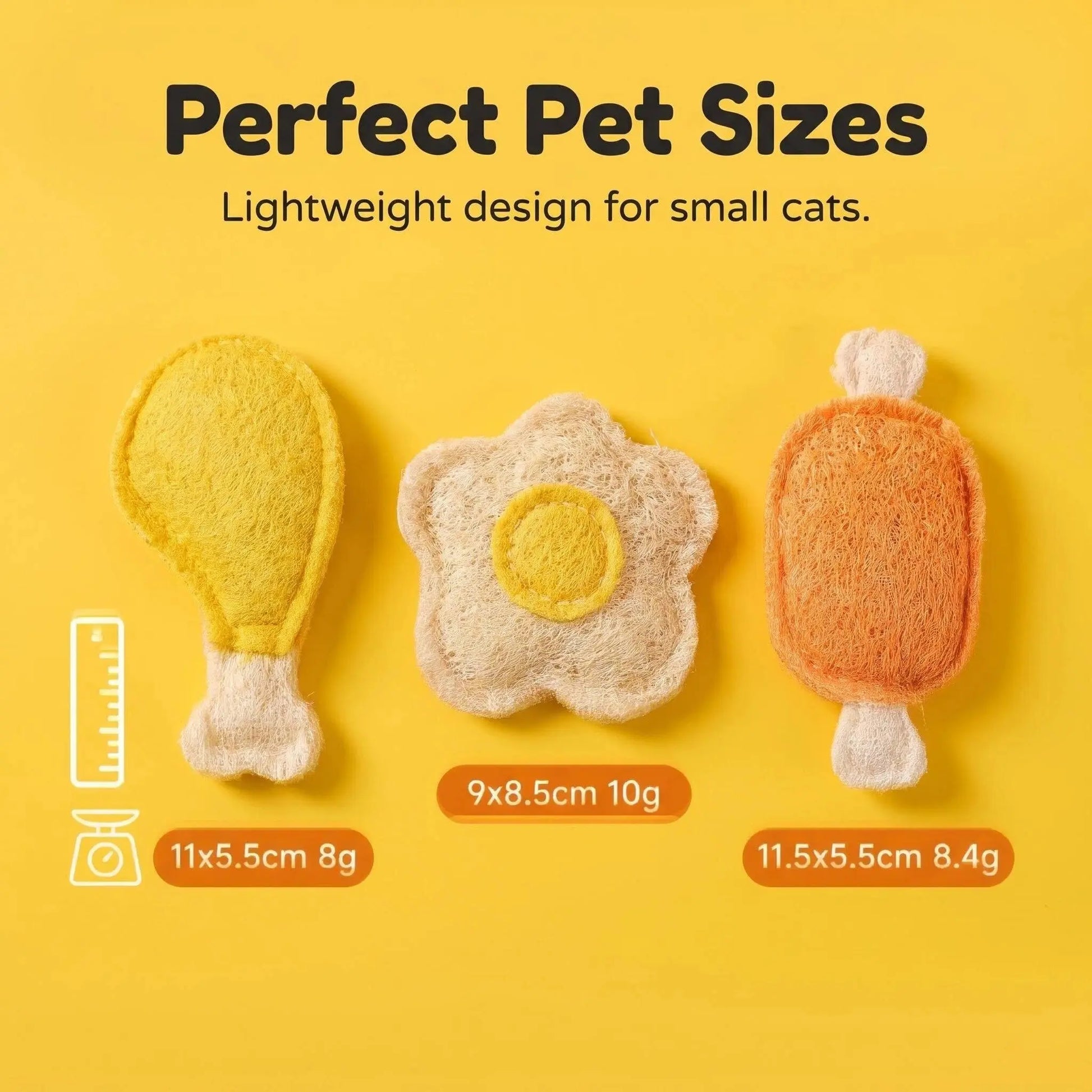 3 Pack Chicken Series Loofah Chew Toys for Cats & Dogs, Chicken Leg Bone Drumstick Egg Natural Plant Fiber Pet Toy with Catnip & Silvervine, Antibacterial Molar Teeth Cleaning Interactive Toy, Non-Toxic Biodegradable