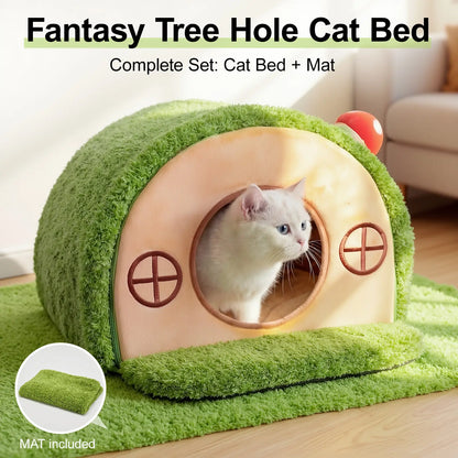 Cueva Árbol Fantasía Para Gatos: El Refugio Térmico Ultra Suave Que Tu Mascota Amará