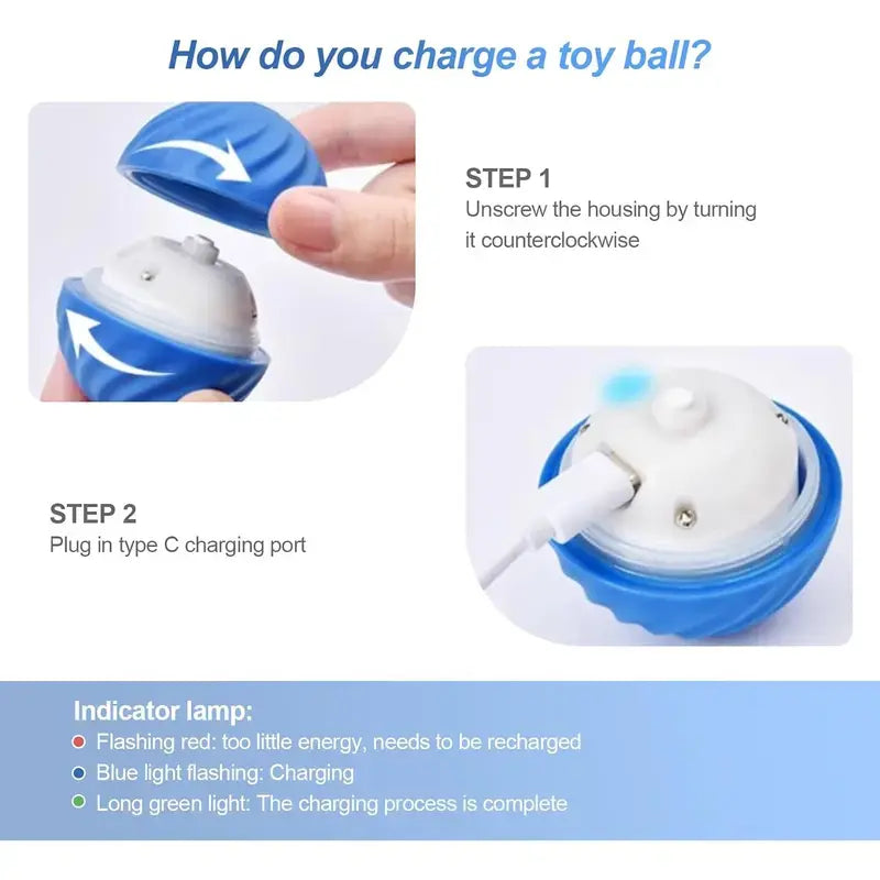 Interactive Dog Ball Toy,Automatic Smart Movingdog Toys Ball,Rechargeable Dog Vibrationball,Indoor & Outdoor Dog Animal Toy,Cataccessory Shaky Ball Toy,Pet Rolling Ball(About2.2 Inch,Not Suitable for Medium to Largechewers)