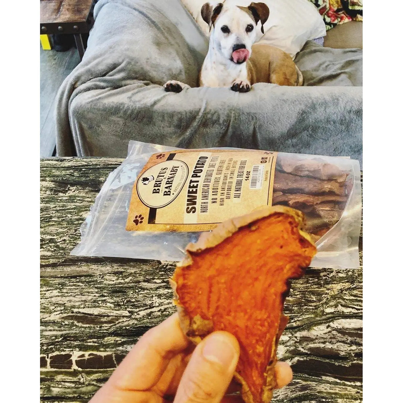 Sweet Potato Dog Treats - USA Grown - Brutus & Barnaby Single Ingredient Dehydrated Sweet Potato Slices, Thick Cut Chews, Grain & Gluten Free, High Fiber, Healthy Training Treats for Puppies & Senior Dogs, Picky Eaters & Sensitive Stomachs