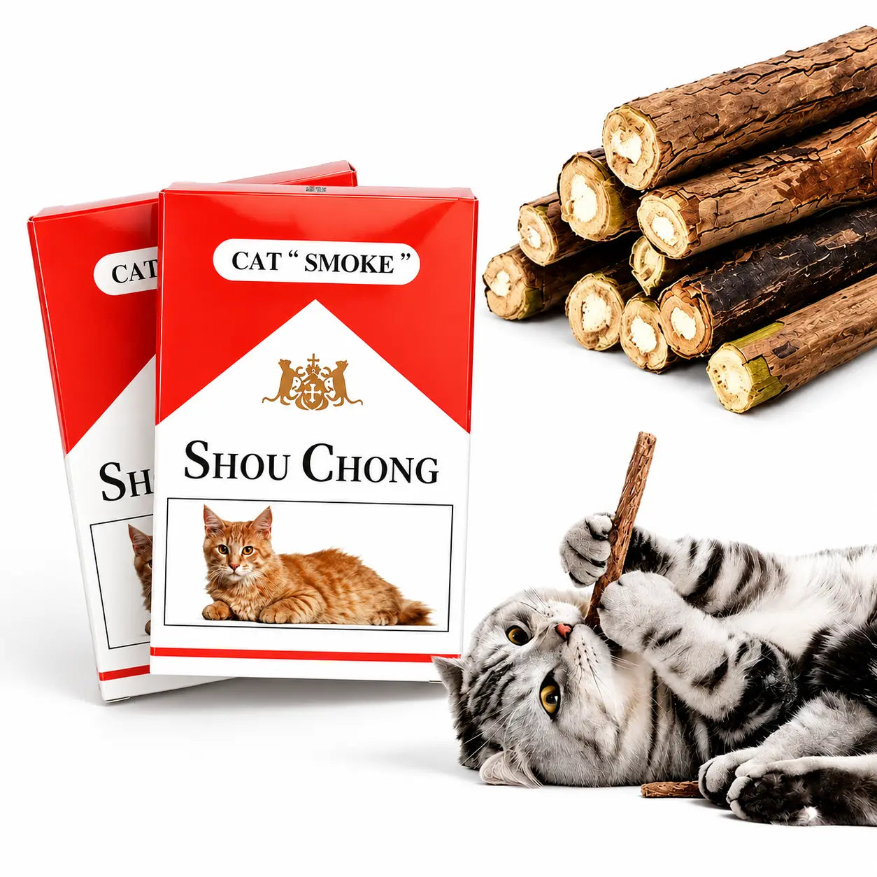 Natural Silvervine Cat Chew Sticks – 2 Packs (20 Sticks) Natural Matatabi Chew Toys for Cats & Kittens, Dental Care, Teeth Cleaning, Calm Anxiety, Aggressive Chewer Toy, Interactive Play Toys Chewtoy