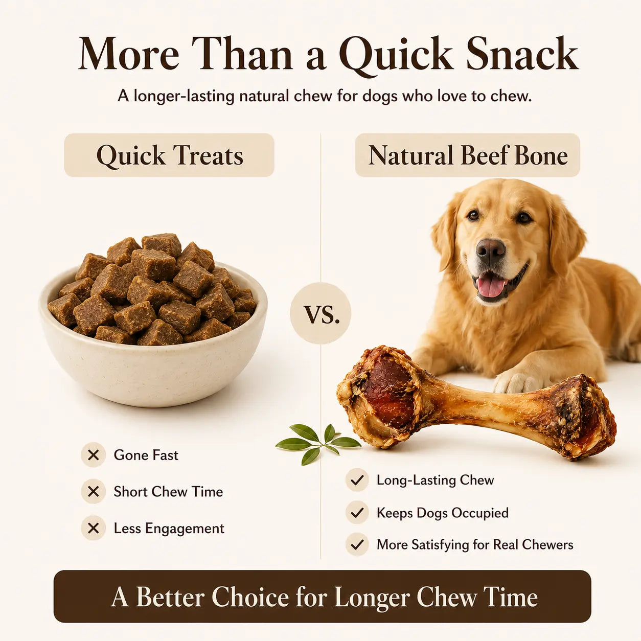 Natural Beef Bone Dog Chew for Medium & Large Dogs, Long-Lasting Single Ingredient Bone Chew to Keep Dogs Busy