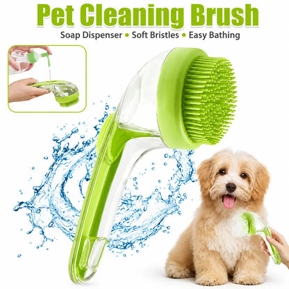 Pet Bath Brush with Shampoo Dispenser for Dogs & Cats, Ergonomic Handle, Gentle Massage Grooming Tool, Easy to Use, Essential Dog Bath Supply