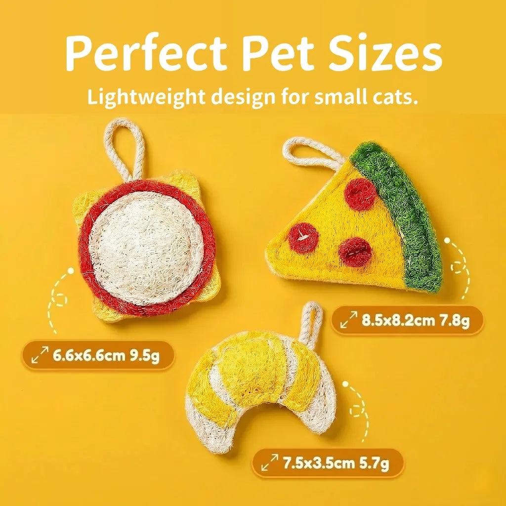 3 Pack Chicken Series Loofah Chew Toys for Cats & Dogs, Chicken Leg Bone Drumstick Egg Natural Plant Fiber Pet Toy with Catnip & Silvervine, Antibacterial Molar Teeth Cleaning Interactive Toy, Non-Toxic Biodegradable